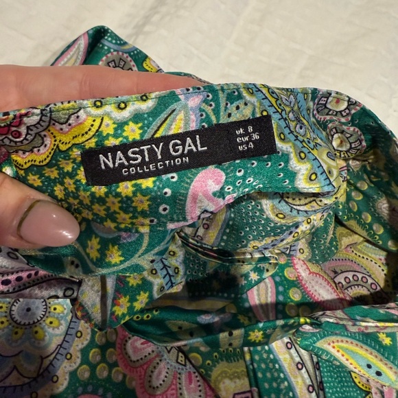 Nasty Gal Collection- Green Paisley Floral Retro Dress- size 4 - Picture 7 of 9